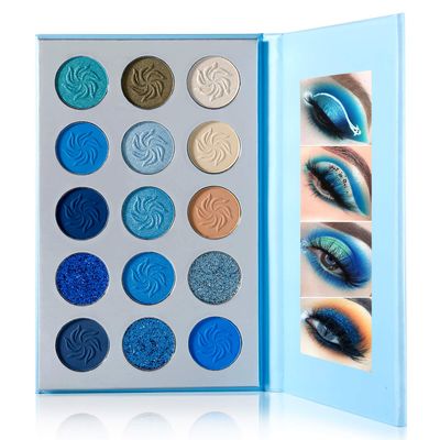 DE&#39;LANCI Space Blue Eyeshadow Palette 15 Color Cosmetics Pressed Pigment Christmas Snowflake Eye Shadow Pallete Matte Shimmer Glitter Drama Makeup Eye Shadow Powder Long Lasting Blue Makeup Pallet