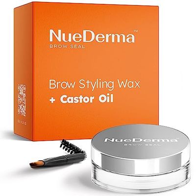 NueDerma - Brow Seal with Castor Oil - Clear Eyebrow Gel, Brow Wax, Waterproof Eyebrow Makeup, Brow Styling Wax for Feathered &amp; Fluffy Brows - 1 OZ