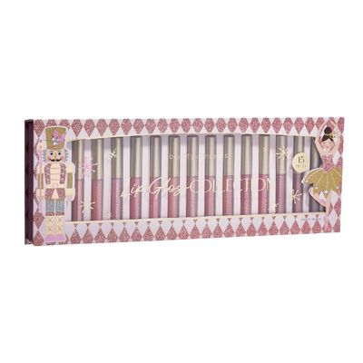 Beauty Concept 15-Piece Lip Gloss Set - Radiant Lips with Glossy Heavy Embossing, Shiny Gold Foil Stamping - 0.7 fl oz Each in Pink Nutcracker
