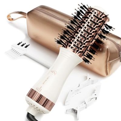 Travel Blow Dryer Brush in one, Dual Voltage Mini Hot Air Brush, Hair Trends Nano Titanium 2 Inch One Step Hair Dryer and Styler Volumizer Oval Shape