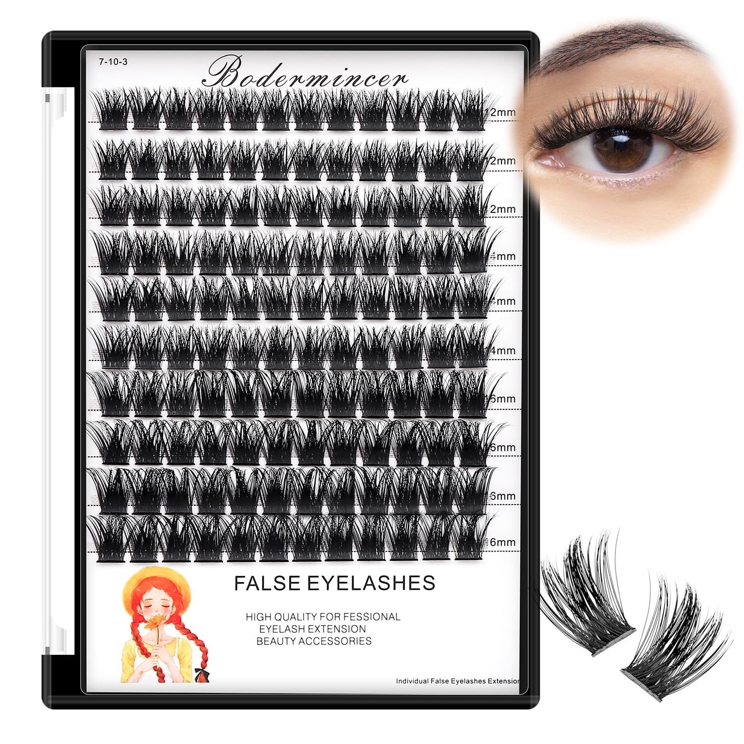 Bodermincer Lash Clusters D Curl BlackLight BrownDark BrownBlack Brown 10-12-1412-14-1616-18-20mm Mixed Lash Clusters Kit For Beginner (M01# 12-14-16mm Mixed)