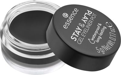 essence | Stay &amp; Play Gel Eyeliner Pot | Waterproof, Long Lasting, Highly Pigmented | Vegan &amp; Cruelty Free (01 | Black)