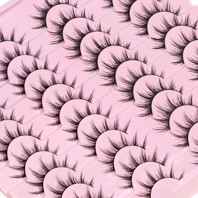 Losha Manga Lashes Natural Look Wispy False Eyelashes 20 Pairs 2 Styles Mixed Soft Fake Eye Lashes Pack Vegan Asian Anime Eyelashes (20P-Manga)