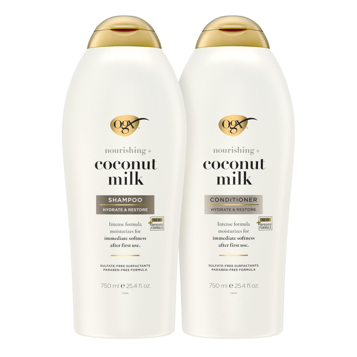 OGX Nourishing  Coconut Milk Shampoo &amp; Conditioner, Set, 25.4 Fl Oz (Pack of 2)