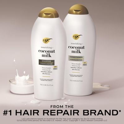 OGX Nourishing  Coconut Milk Shampoo &amp; Conditioner, Set, 25.4 Fl Oz (Pack of 2)