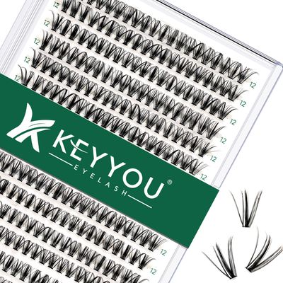 Lash Clusters 300pcs Eyelash Clusters 30D 0.07D Curl 12mm DIY Eyelash Extension KEYYOU Large Tray Volume Soft&amp;Natural Individual Lashes(30D-0.07D,12