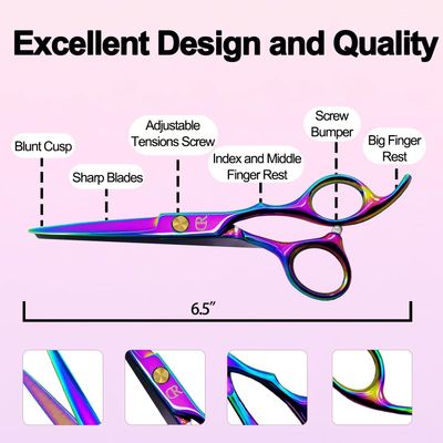 Professional Hair Cutting Shears,6 Inch Barber hair Cutting Scissors Sharp Blades Hairdresser Haircut For WomenMenkids 420c Stainless Steel (Rainbow)