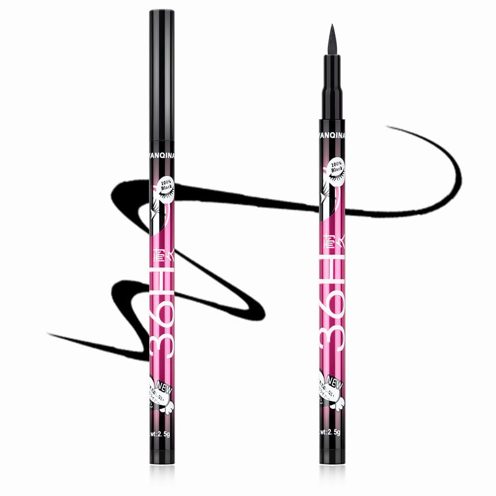 Gnker Eyeliner Waterproof Professional Liquid Long Lasting Cosmetics Eye Liner Pen Black 2 pcs