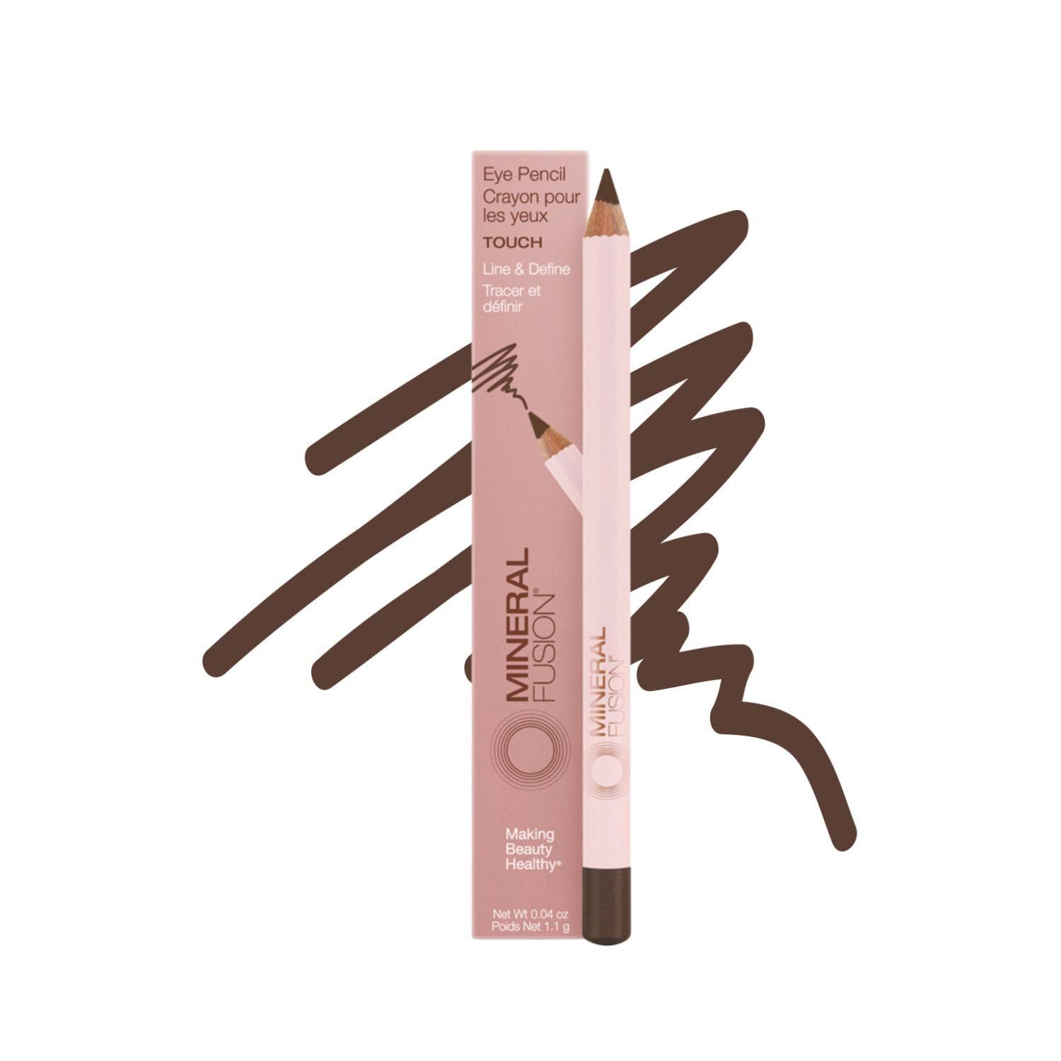 Mineral Fusion Eye Pencil, Dark Brown Eyeliner with Soothing Chamomile, Meadowfoam &amp; Vitamin E, Velvety Smooth, Hypoallergenic Eye Makeup to Line &amp; Define, Long-Lasting Eyeliner Pencil, Touch, 0.04 Oz