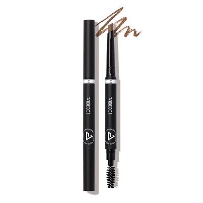VEECCI Waterproof Diamond Eyebrow Pencil - Quick Fill, Smudge-Proof, Nourishing Formula for Effortless Brows | Flexible Brush, Natural &amp; Microblading Pen for Women | 0.5mm Precision Tip(Natural Brown)