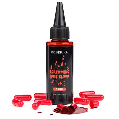 BOBISUKA Halloween Fake Blood  10 Pack of Easy to Fill Empty Capsules, Realistic Washable Fake Blood Kit for Stage Zombie Vampire Cosplay Party Mouth Clothes