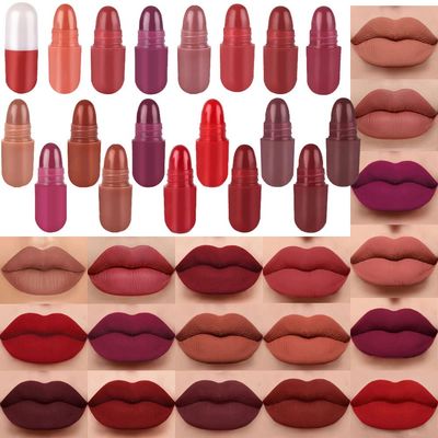 BINGBRUSH 18Pcs Mini Capsule Makeup Lipstick Pills, Long Lasting Lip Stain Set Lpiz Labial Rojo Women Red Lipsticks Cute Lip Stick Purse Set Labiales Matte Larga Duracion 24