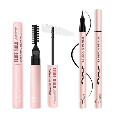Eyebrow Pencil and Clear Eyebrow Sculpt Gel and Wax Hybrid, 2PCS Brow Makeup Set, Waterproof and Long Lasting Brow Laminating Wax &amp; Precise Eyebrow Pen (Black and Clear)