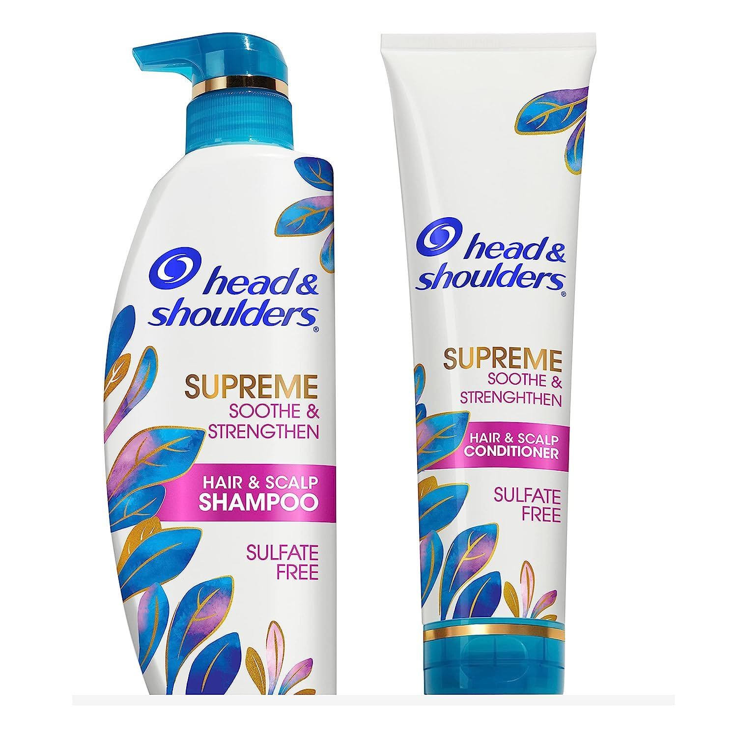 Head &amp; Shoulders Supreme Sulfate Free Shampoo and Conditioner Set for Dry Scalp and Dandruff Treatment, Soothe and Strengthen with Argan Oil and Rose Essence, 21.2 Fl Oz