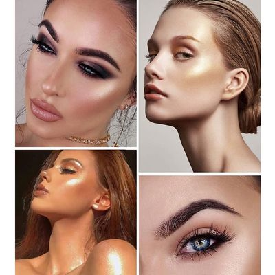 AKARY Face Glitter Blush Pink Shimmer Highlighter Blusher Powder Makeup Cosmetics Facial Contour Corrector Shine Rouge (#04 Ginger Colors)