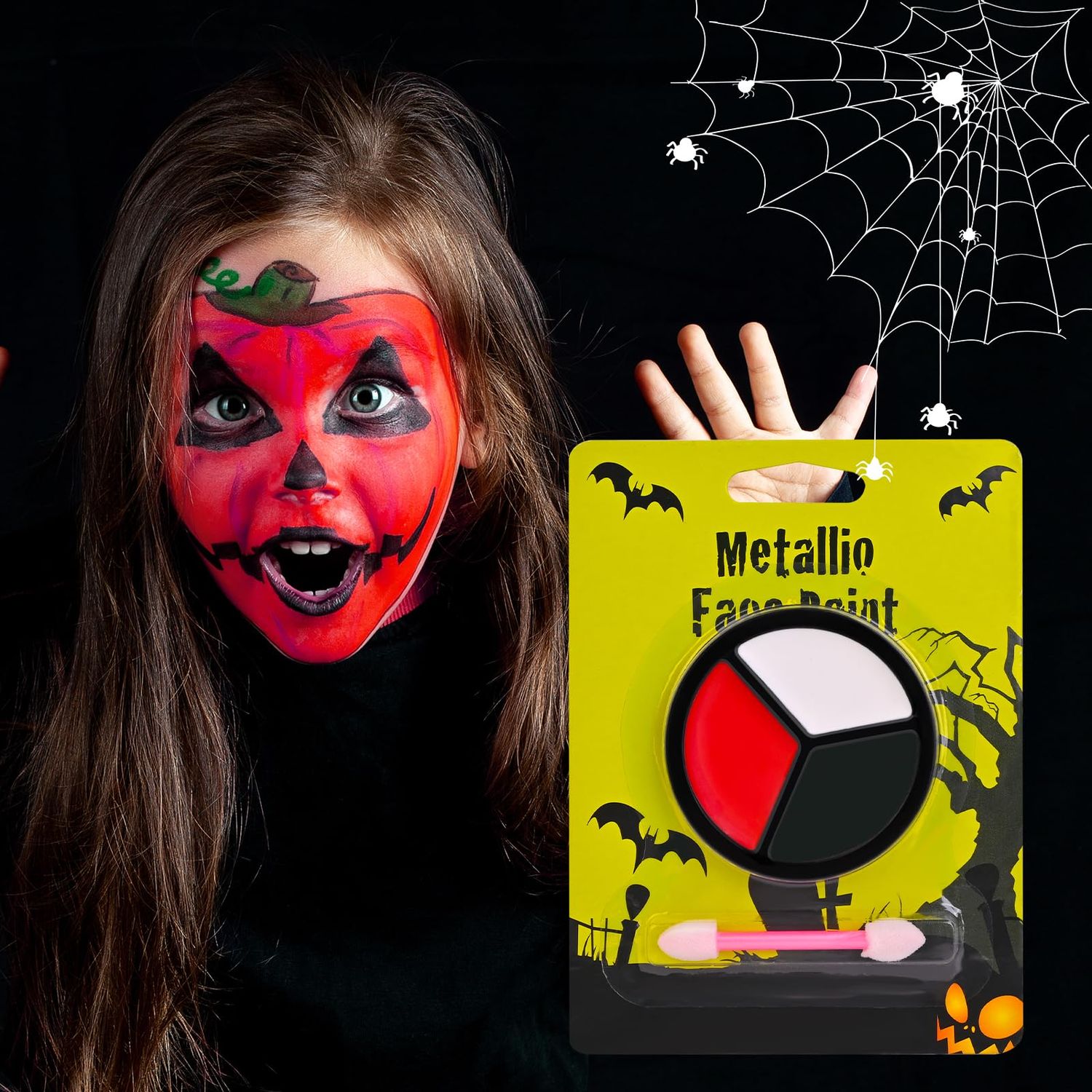 Black White Red Face Paint, 3 Colors Body and Face Painting, Face Body Paint Special Effects Makeup Kit Dress Up Non Toxic Face Painting Kits for Halloween Special Effects SFX Clown Skeleton Cosplay