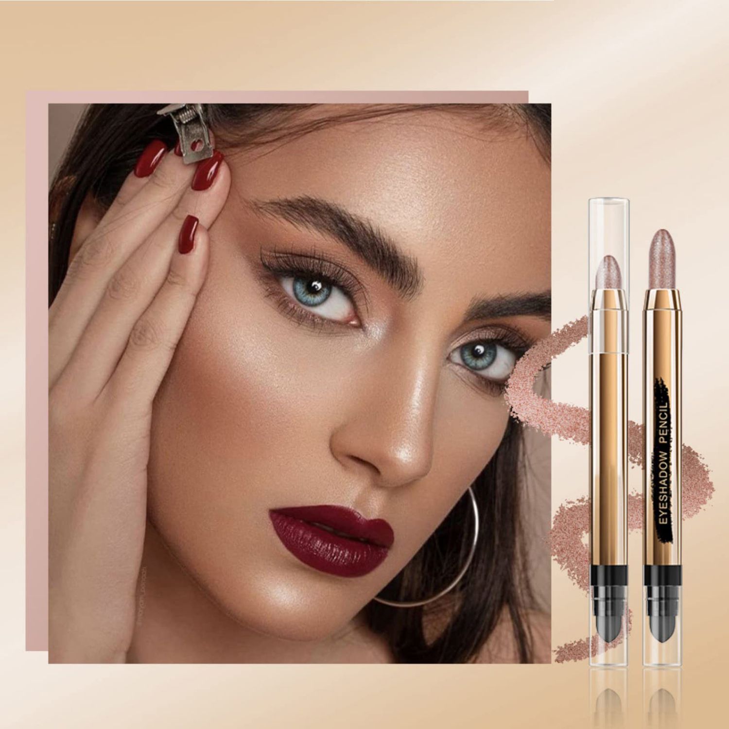 Ehinew Eyeshadow Stick - Neutral and Brown Metallic Eye Shadow Stick Makeup - Champagne Matte &amp; Glitter Eyeshadow - Creamy &amp; Waterproof Eyeshadow Brightener Pencil (10# Metallic)