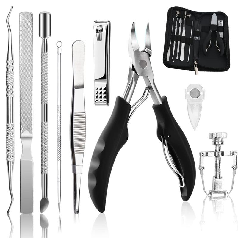 Bcabo 10Pcsset Ingrown Toenail Tools Kit, Nail Treatment Foot Tool,Ingrown Toenail Removal Correction Clippers, Surgery Grade Nail File Lifter, Professional Pedicure Tool