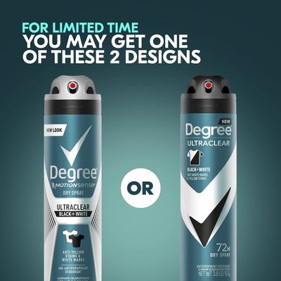 Degree Men Antiperspirant Deodorant Dry Spray Black White Protects from Deodorant Stains Antiperspirant for Men with MotionSense Technology, 3.8 Ounce (Pack of 3)