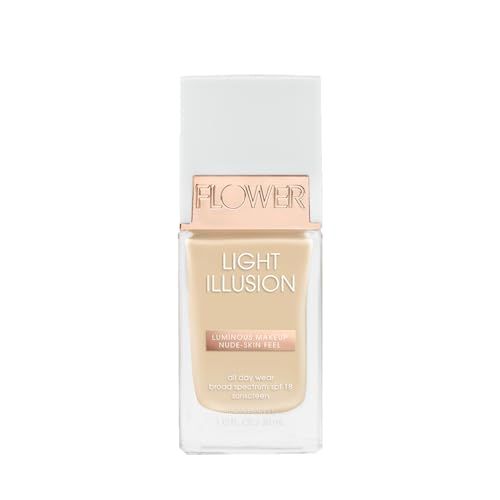FLOWER BEAUTY By Drew Barrymore Light Illusion SPF Foundation - Blendable  Buildable - Natural Finish - Lightweight Formula (Porcelain)