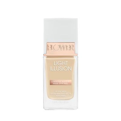 FLOWER BEAUTY By Drew Barrymore Light Illusion SPF Foundation - Blendable  Buildable - Natural Finish - Lightweight Formula (Porcelain)
