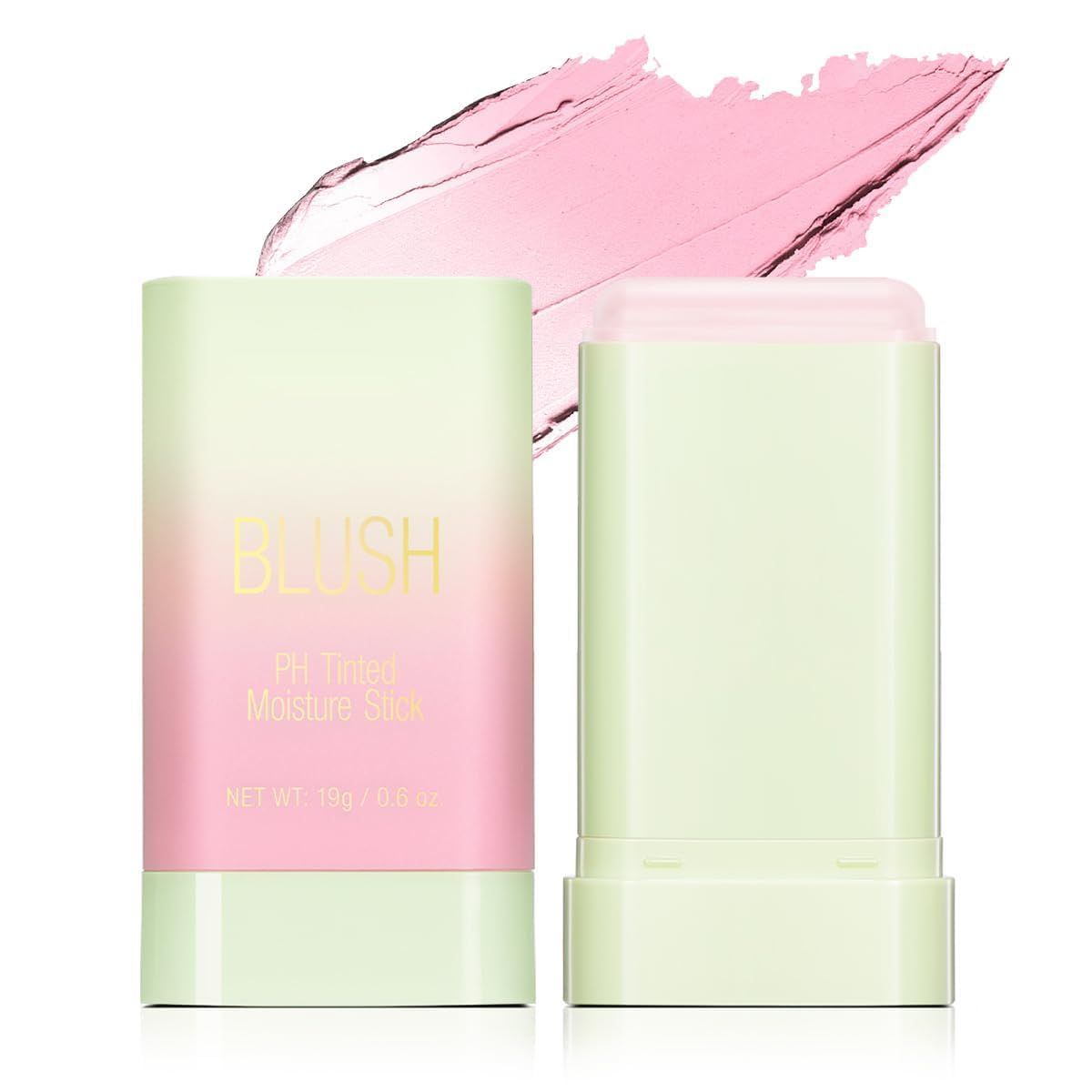 PH Color Changing Blush Stick, Multi-purpose Makeup Hydrating Blush Stick, Beauty Solid Moisturizer Stick 3-in-1 Tinted Solid Blush Stick for CheekEyesLips (1# Shy Pink)