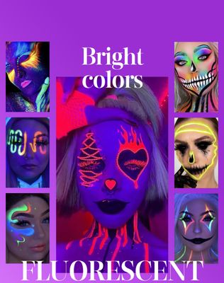 UV Glow Blacklight Body Paint - with Application Brushes Set Easy to Use and Apply - Neon Colors Under Blacklight Face Paint- Long-Lasting Glow for Halloween Parties, Dance Events, Art Projects (02)