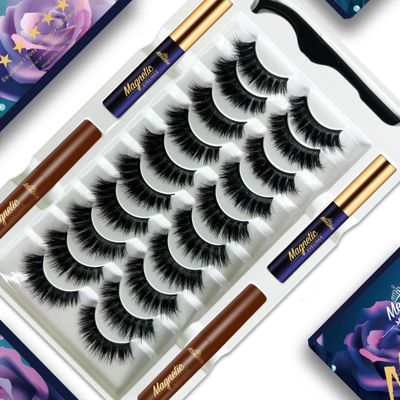MENAKA Magnetic Eyelashes Magnetic with Eyeliner,10 Pairs Faux Mink Fluffy Full False Lashes,Upgraded Long Lasting,Reusable2 black2 brown) (Faux Mink Eyelashes2 black2 brown))