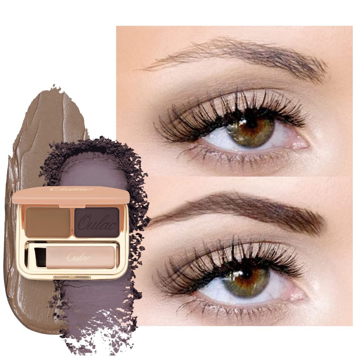 Oulac Waterproof Eyebrow Powder Gray Kit with Brow Brush 2 in1 Long Lasting Instant Eyebrow Pomade &amp; Powder Natural Makeup for Sparse Brows 3.2 g0.11 oz, Strawburn
