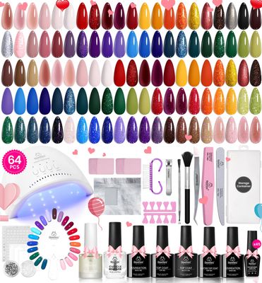 Beetles Gel Nail Polish Kit with U V Light, 68 Pcs 45 Colors Gel Polish Set Soak Off Manicure Tools Nail Red Green Nude Purple Gel Kit Valentine&#39;s Day Gifts for Women