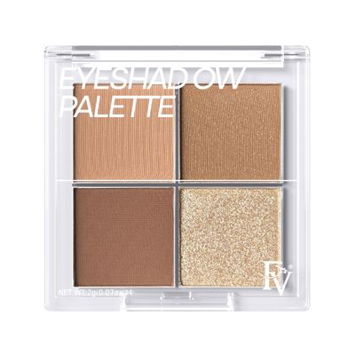 FV Natural Finish Eyeshadow Palette, 4 Matte &amp; Metallic High Pigment Shades, Long-Lasting Eye Shadow Palette Makeup, Crease-Proof, Blendable Eye Makeup (Neutral)