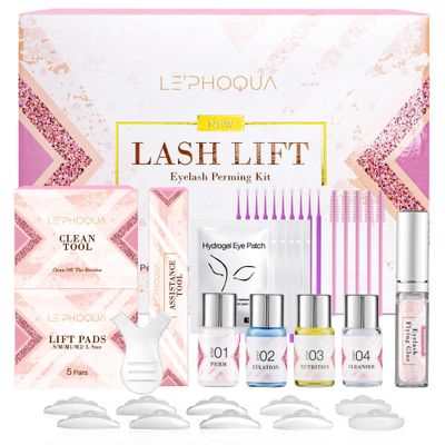Lephoqua Lash Lift Kit, Eyelash Perm Kit, Professional Eyelash Lift Kit, Curling Lash Extension Set, Lash Curling, Semi-Permanent Curling Perming Wave Suitable for Salon