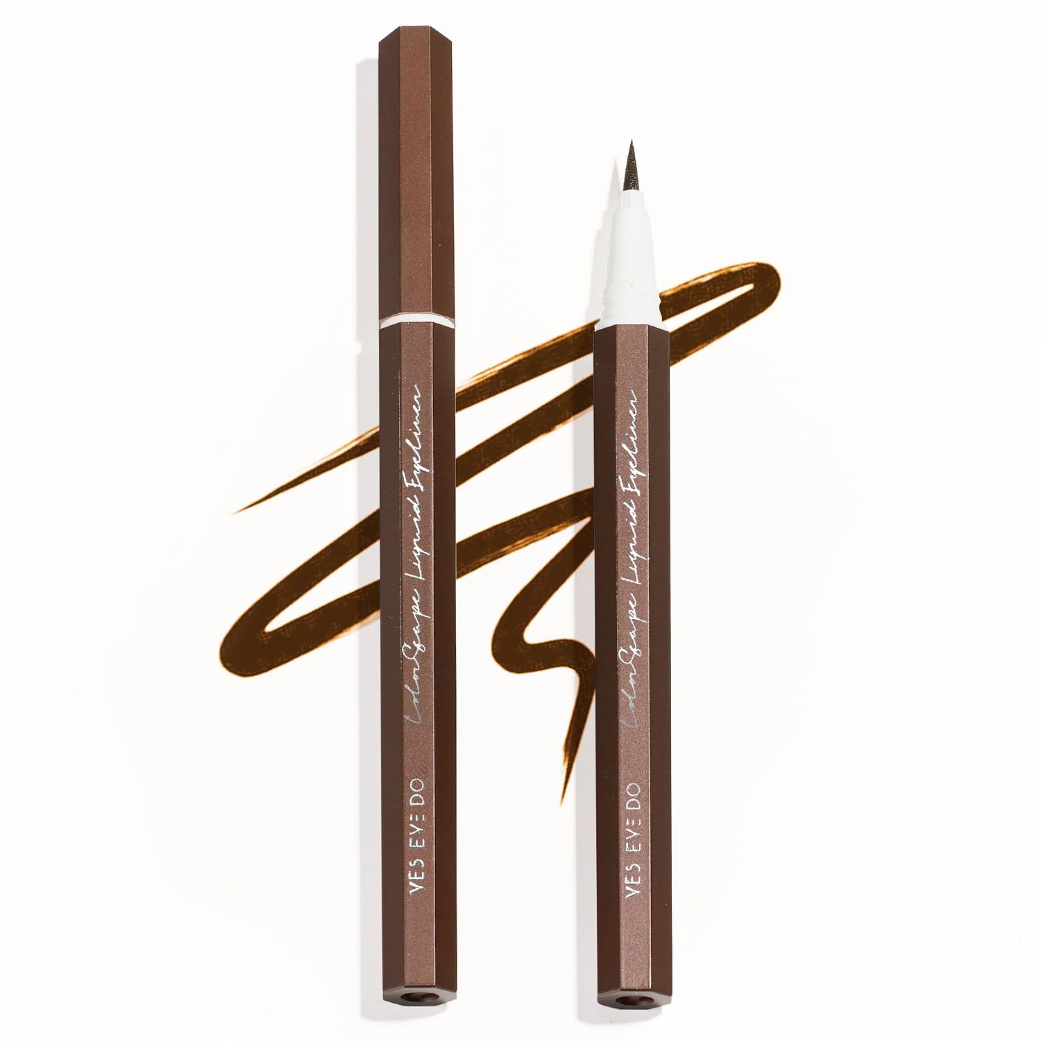 YES.EYE DO Liquid Eyeliner Brown - Long Lasting Brown Liquid Eyeliner Pen for Daily Natural Makeup - Felt Tip Applicator for Line Precision - Easy to Remove with Warm Water (Cocoa Charm)