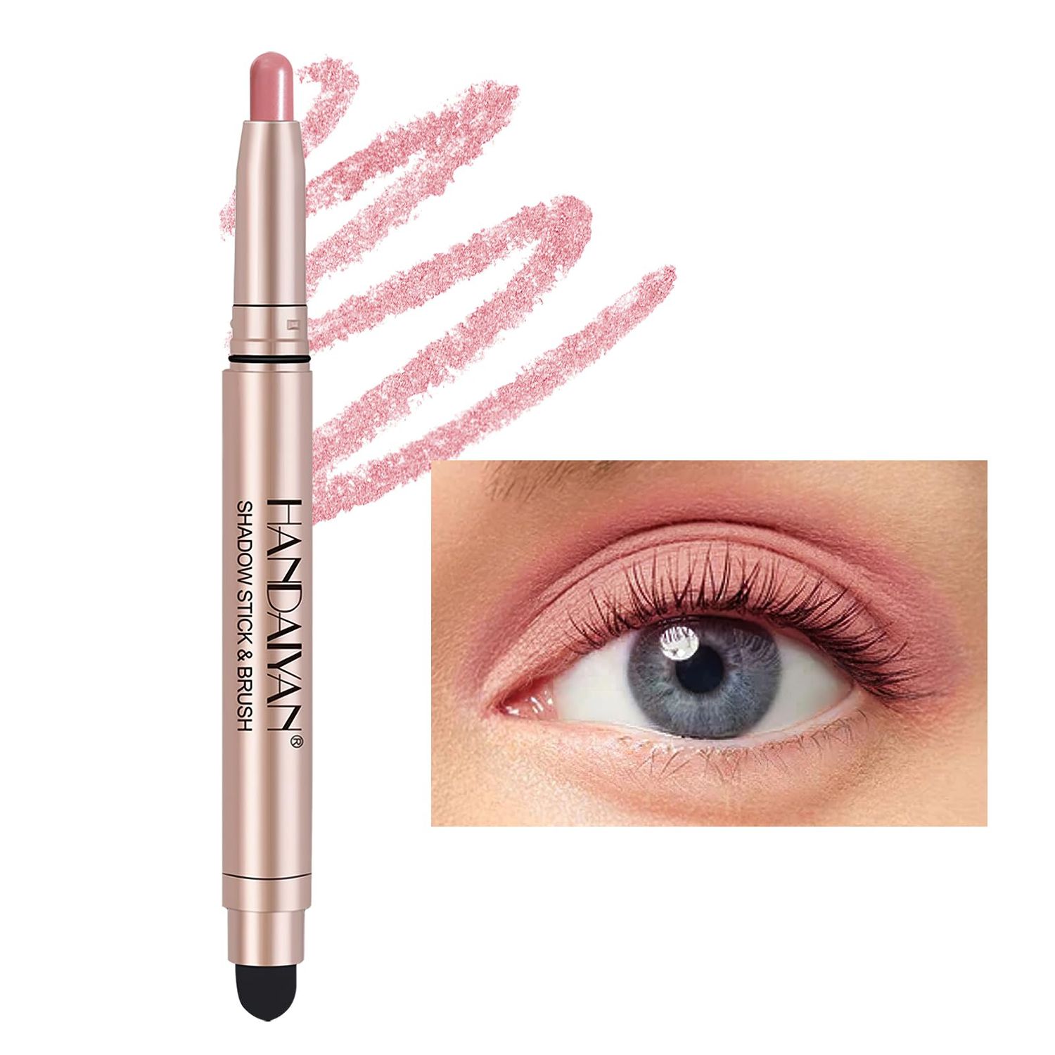 MIELIKKI Cream Eyeshadow Stick with Smudger, Waterproof Eye Shadow Pencil, Long-Wear &amp; Crease Resistant, Matte and Shimmer Eye Brightener, Highlighter Stick Makeup, 04