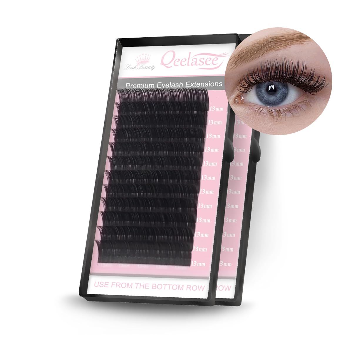 Qeelasee Eyelash Extensions Fake Mink Individual Lashes 0.05 C Curl 8-15mm Mix Tray Volume Eyelash Extension Salon Use(C, MIX8-15mm)
