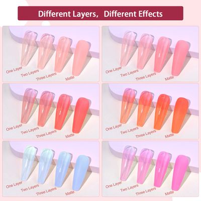 SAVILAND Jelly Gel Nail Polish Set, 30 Colors Translucent Nude Pink Transparent Nail Polish Set with 180 SheerMatteGlossy Effects for Nail Salon DIY Home Christmas Holiday Gift Set