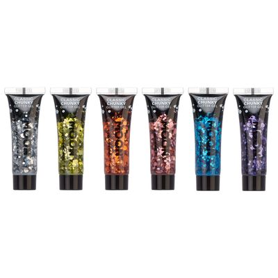 Classic Chunky Glitter Gel by Moon Glitter - 0.40fl oz - Glitter Face Paint - Set of 6