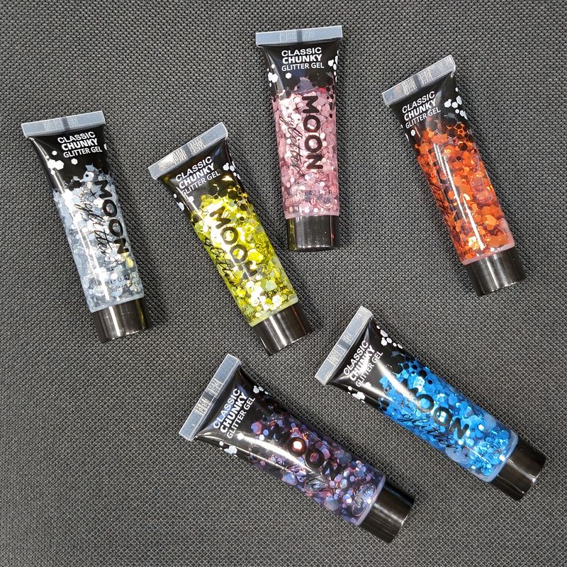 Classic Chunky Glitter Gel by Moon Glitter - 0.40fl oz - Glitter Face Paint - Set of 6