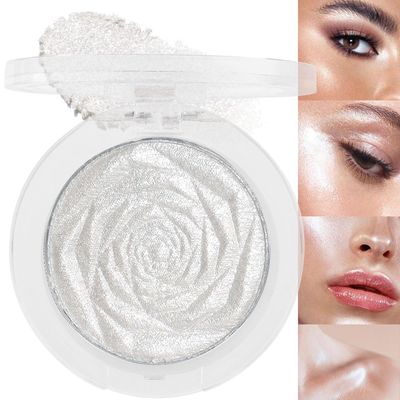 evpct Pearl White Silver Face Highlighter Makeup, White Shimmer Glitter Diamond Sparkly Highlighters Makeup Eyeshadow Palette Powder for Face Body Cheek Skin, inner corner Eye Highlighter Makeup 01