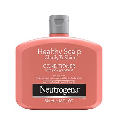 Neutrogena Exfoliating Healthy Scalp Clarify &amp; Shine Conditioner for Oily Hair and Scalp, Anti-Residue Conditioner with Pink Grapefruit, Paraben &amp; Phthalate-Free, Color-Safe, 12oz