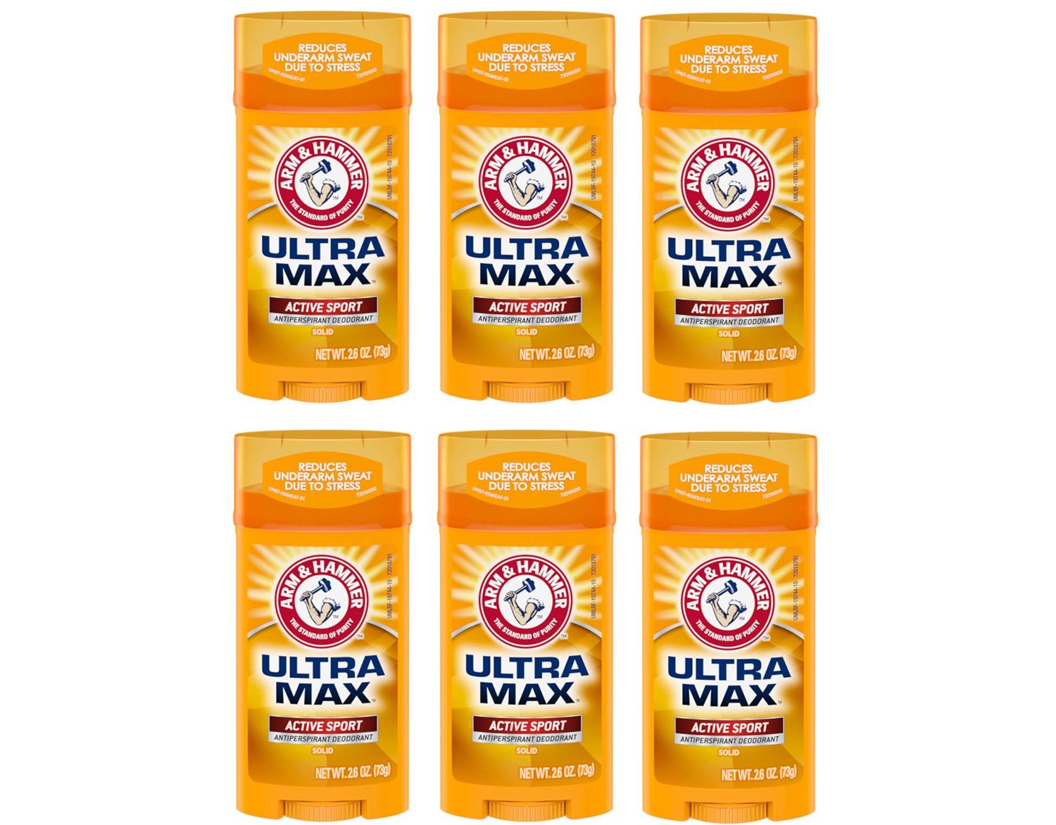 Arm &amp; Hammer Ultramax Active Sport Antiperspirant Deodorant Solid, 2.6oz - Pack of 6