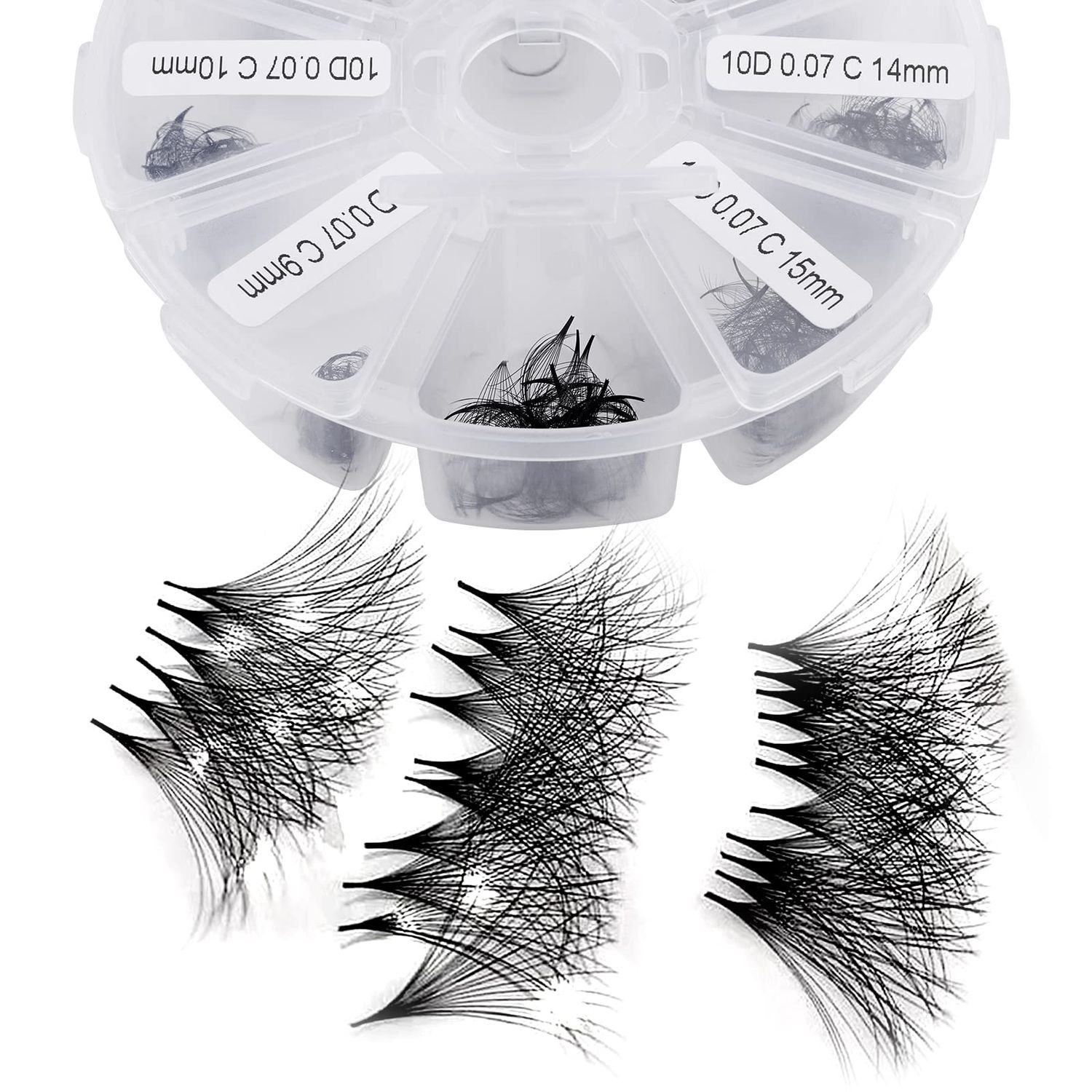 Premade Fans Eyelash Extension 500 Fans Handmade Loose Volume Lashes Mutiple Options 10D Pre-made Fans 0.07mm Thickness CD Curl 9-16mm13-20mm Volume Eyelash Extensions by WENDYLASHES