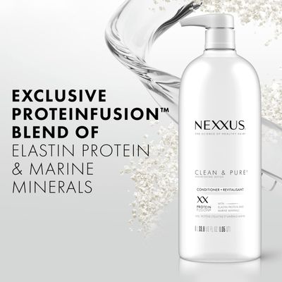 Nexxus Clean and Pure Clarifying Shampoo and Conditioner With ProteinFusion, 2-Pack for Nourished Hair Paraben Free Salon Shampoo 33.8 oz