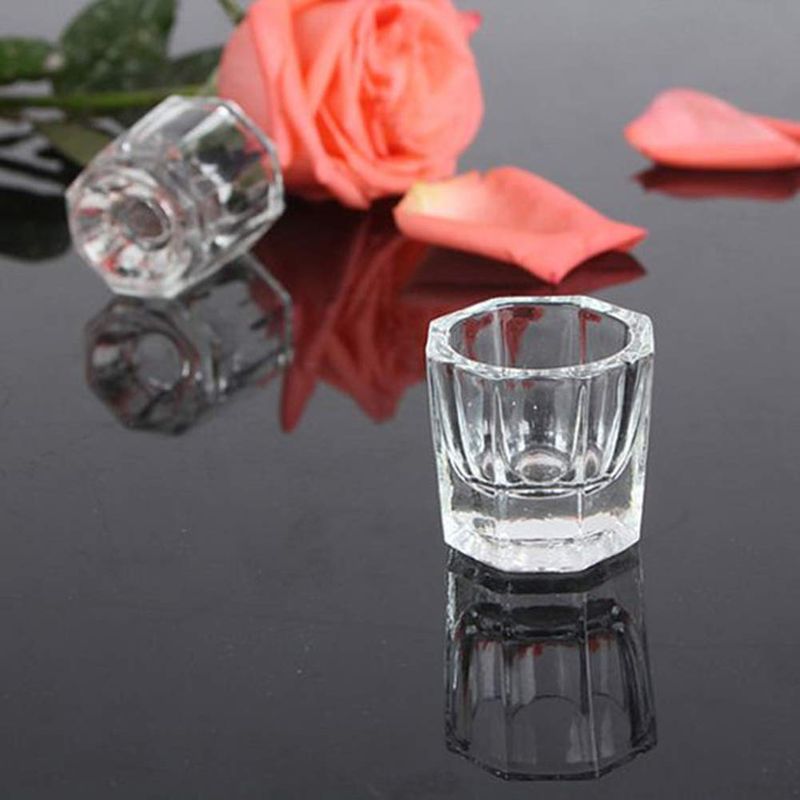 Bulex 2 Pack Dappen Dish Cups for Nail Art Acrylic Liquid - Clear Glass Nail Monomer Liquid Bowl Dampen Dish Acrylic Powder Holder, Acrylic Glass Jar for Nails