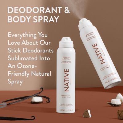 Native Deodorant &amp; Body Spray Contains Naturally Derived Ingredients | Deodorant for Women and Men, All Day Odor Protection, Aluminum and Hydrocarbon Propellant Free | Coconut &amp; Vanilla
