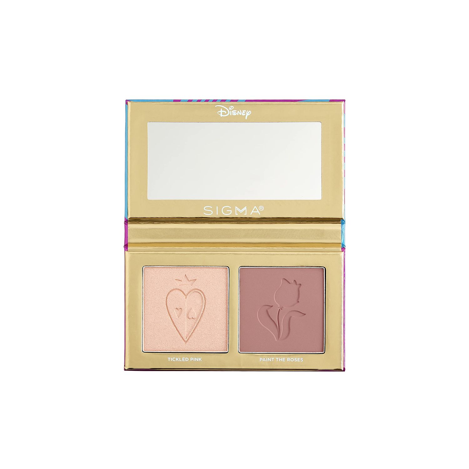 Sigma Beauty and Disney Makeup Palette- Alice in Wonderland Highlighter and Blush Palette - Long lasting blush and Highlighter Pressed Powder - Gluten Free, Cruelty Free, Vegan Makeup Palette