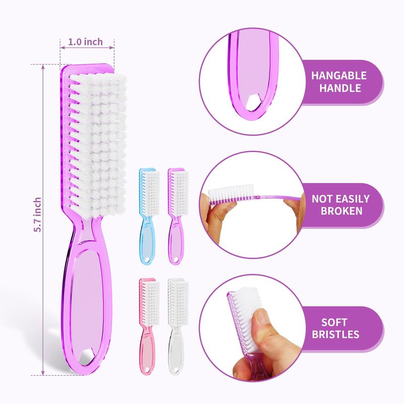SQULIGT Nail Brushes for Cleaning Fingernails, Handle Grip Nail Scrubber Brush, Manicure Tools Scrub Brushes Kit, Toenail Brush To Clean Under Nails Pedicure Foot Small Brush Women Men (8 Pack)