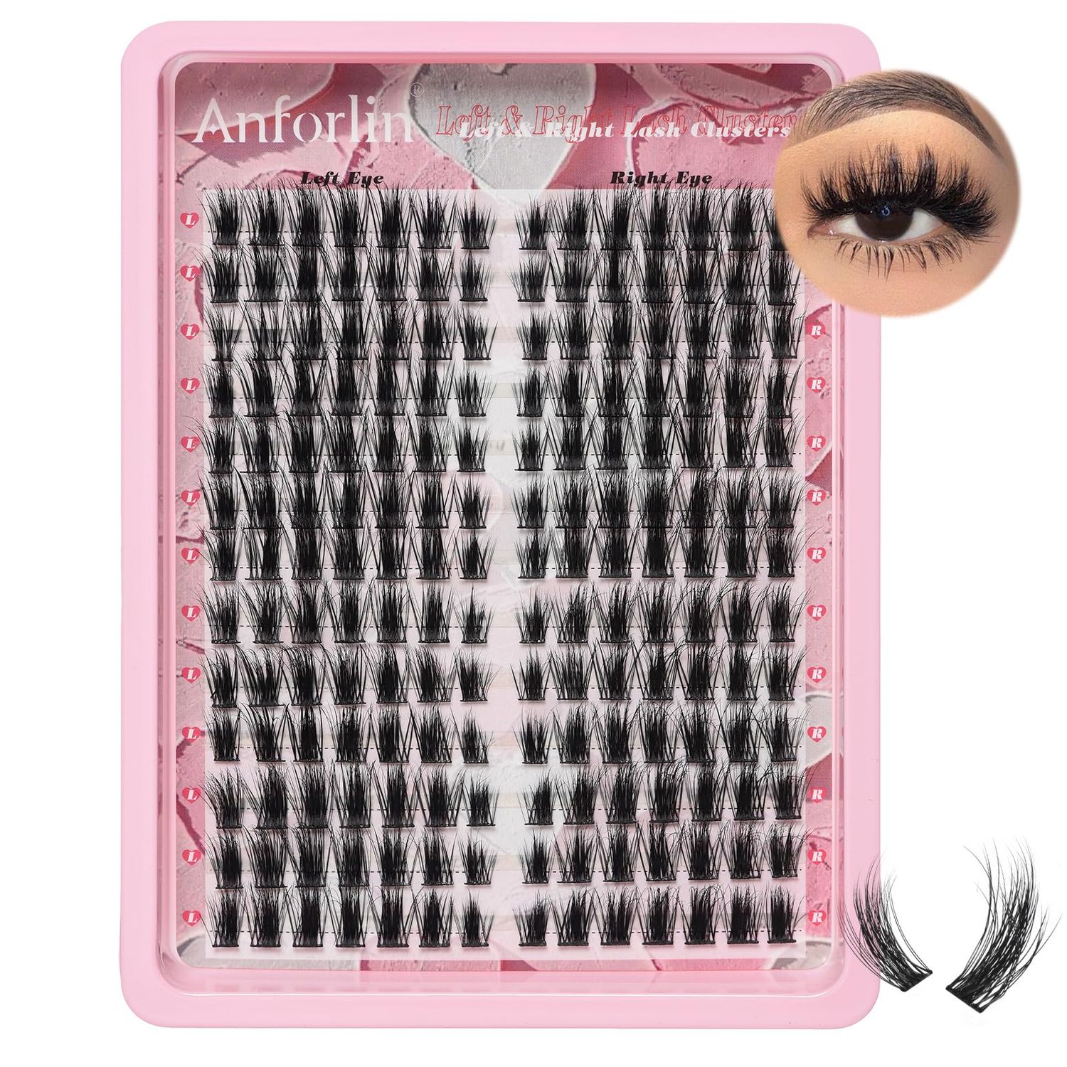 Fluffy Lash Clusters C Curl False Eyelashes Left &amp; Right Cluster Eyelash Extensions 182 PCS Natural Individual Lashes 3D Wispy Lash Clusters 12-16mm DIY At Home Beginner Friendly, by Anforlin