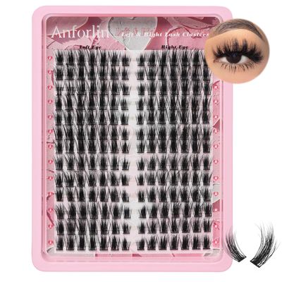 Fluffy Lash Clusters C Curl False Eyelashes Left &amp; Right Cluster Eyelash Extensions 182 PCS Natural Individual Lashes 3D Wispy Lash Clusters 12-16mm DIY At Home Beginner Friendly, by Anforlin