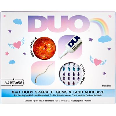DUO 3 in 1 Believe &amp; Dream Holiday 3-pair Gift Set, Includes DUO Clear Quick-Set Adhesive, Crystal Gems and Body Sparkle, 1-pack